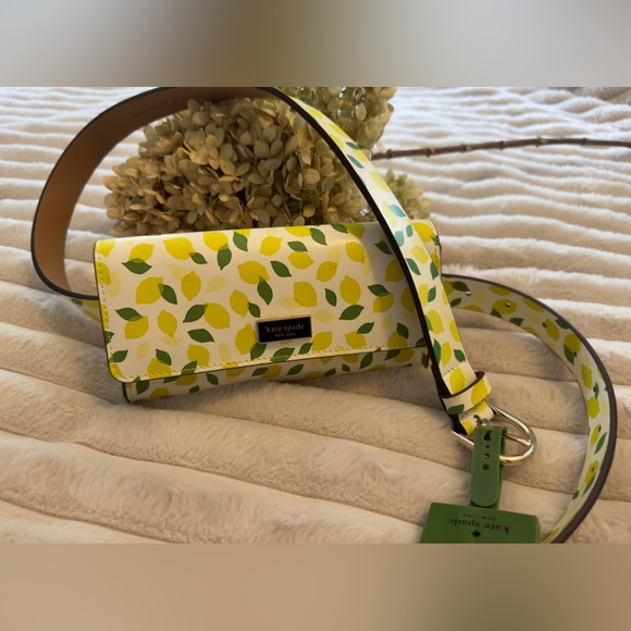 kate spade Handbags - Kate Spade With Flap Top Leather Belt Bag Lemon Print Fanny Pack NWT S/M